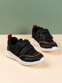 女嬰刺繡細節魔術貼跑步鞋適用於戶外 - 黑色 - 查看 5