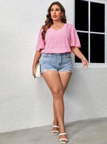 SHEIN LUNE Áo sơ mi Plus Size Họa tiết hoa Boho - Hồng - Xem 5