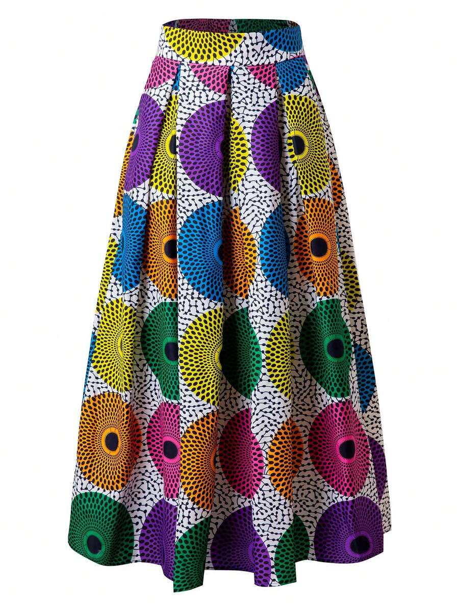 African Traditional Ankara Prints Long Skirt For Women - Multicolor - View 1