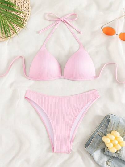 Swim Mod Summer Beach Halter Bikini Set