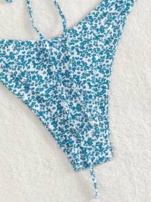 Swim Mod 碎花抹胸比基尼泳裝 - 藍白色 - 查看 5