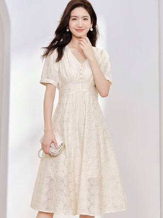 Solid Button Front Dress