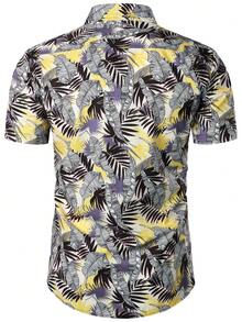 Manfinity Homme Men Tropical Print Button Up Shirt - Multicolor - View 2
