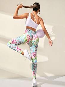Easithlete Quần legging thể thao cạp rộng in họa tiết da báo - Nhiều màu - Xem 6