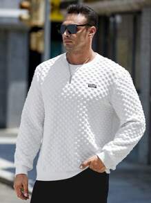 EASEVO Men Plus Letter Patched Detail Sweatshirt - White - View 3