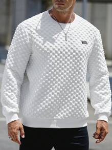 EASEVO Men Plus Letter Patched Detail Sweatshirt - White - View 6