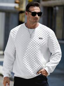 EASEVO Men Plus Letter Patched Detail Sweatshirt - White - View 1