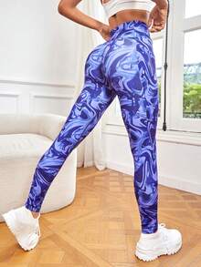 Quần Leggings Thể thao Nữ Tất cả trên in - Màu tím - Xem 3