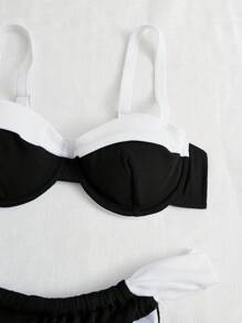 Swim Basics Colour Block Underwire Bikini Swimsuit - Black and White - View 3