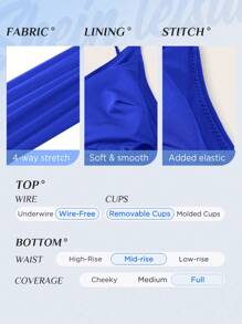 SHEIN Swim 前交叉比基尼泳裝 - 寶藍色 - 查看 4