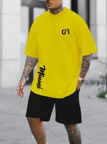 Manfinity Hypemode Nam Đồ họa Chữ cái Áo thun & quần đùi - Nhiều màu - Xem 1