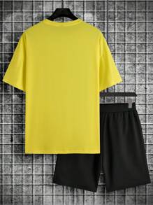 Manfinity Hypemode Nam Đồ họa Chữ cái Áo thun & quần đùi - Nhiều màu - Xem 2