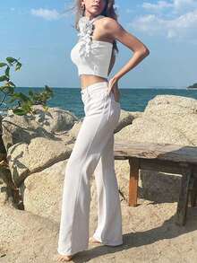Top tubo crop con gargantilla - Blanco - Ver 5