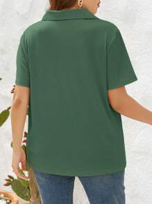 SHEIN Essnce 大碼素色T恤 - 軍綠色 - 查看 2