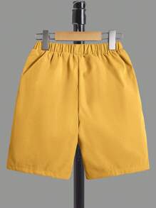 SHEIN Bộ hai mảnh Trai Túi Dây kéo Lá thư Giải trí - Màu vàng - Xem 6