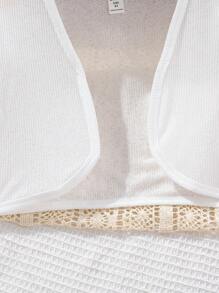 Tween Girl Tropical Print Ruffle Hem Cami Dress & Solid Crop Top - Multicolor - View 3