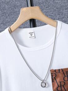 SHEIN Tween Boy Letter Graphic Contrast Trim Tee & Shorts - Multicolor - View 6