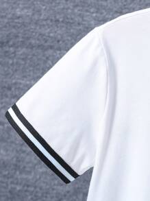 SHEIN Tween Boy Letter Graphic Contrast Trim Tee & Shorts - Multicolor - View 7