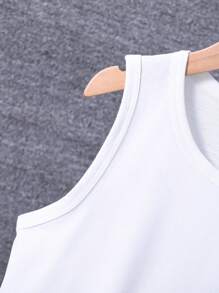 SHEIN Bộ dành cho nam tuổi teen Đồ họa Lá thư Giải trí - Đen và trắng - Xem 7