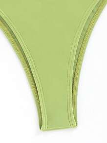 SHEIN Swim Summer Beach Drawstring Bandeau Bikini Set - Olive Green - View 5