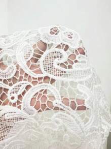 Breezaya Guipure Lace Insert Top - White - View 7