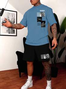 Manfinity Homme Nam Đồ họa Chữ cái Áo thun & quần đùi - Nhiều màu - Xem 1