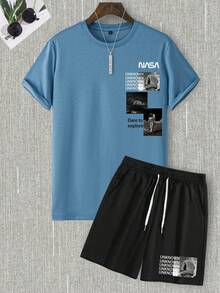 Manfinity Homme Nam Đồ họa Chữ cái Áo thun & quần đùi - Nhiều màu - Xem 3