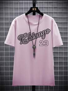 Aesthetic Post Nam Đồ họa Chữ cái Áo thun - Màu tím hoa cà - Xem 3