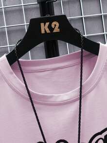 Aesthetic Post Nam Đồ họa Chữ cái Áo thun - Màu tím hoa cà - Xem 5