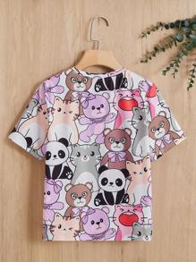 SHEIN Tween Girl Cartoon Graphic Tee - Multicolor - View 2