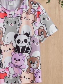 SHEIN Tween Girl Cartoon Graphic Tee - Multicolor - View 4