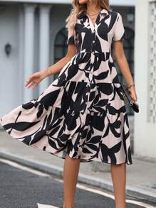 SHEIN LUNE In Toàn bộ Xù Hoa Sen Đầm - Nhiều màu - Xem 4