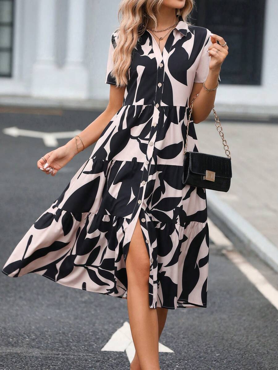 SHEIN LUNE In Toàn bộ Xù Hoa Sen Đầm - Nhiều màu - Xem 1