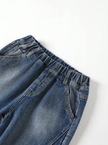 Young Boy Ripped Frayed Elastic Waist Jeans Chic Outfits For Autumn/Winter