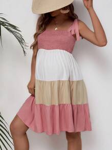 SHEIN Umstandsmode Cami Kleid mit Farbblock, Band auf Schulter,