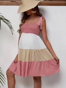 SHEIN Umstandsmode Cami Kleid mit Farbblock, Band auf Schulter,