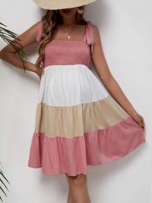 SHEIN Umstandsmode Cami Kleid mit Farbblock, Band auf Schulter,