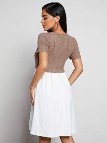 SHEIN Thai sản Chất rắn Điều dưỡng Vòng cổ Đầm - Nhiều màu - Xem 2