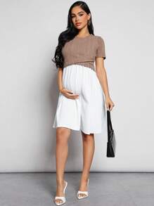 SHEIN Thai sản Chất rắn Điều dưỡng Vòng cổ Đầm - Nhiều màu - Xem 3