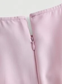 SHEIN MOD 雞心領口泡泡袖前打結洋裝 - 淺粉色 - 查看 3