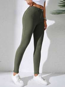 Chất rắn Quần skinny Quần jean ôm - xanh quân đội - Xem 6