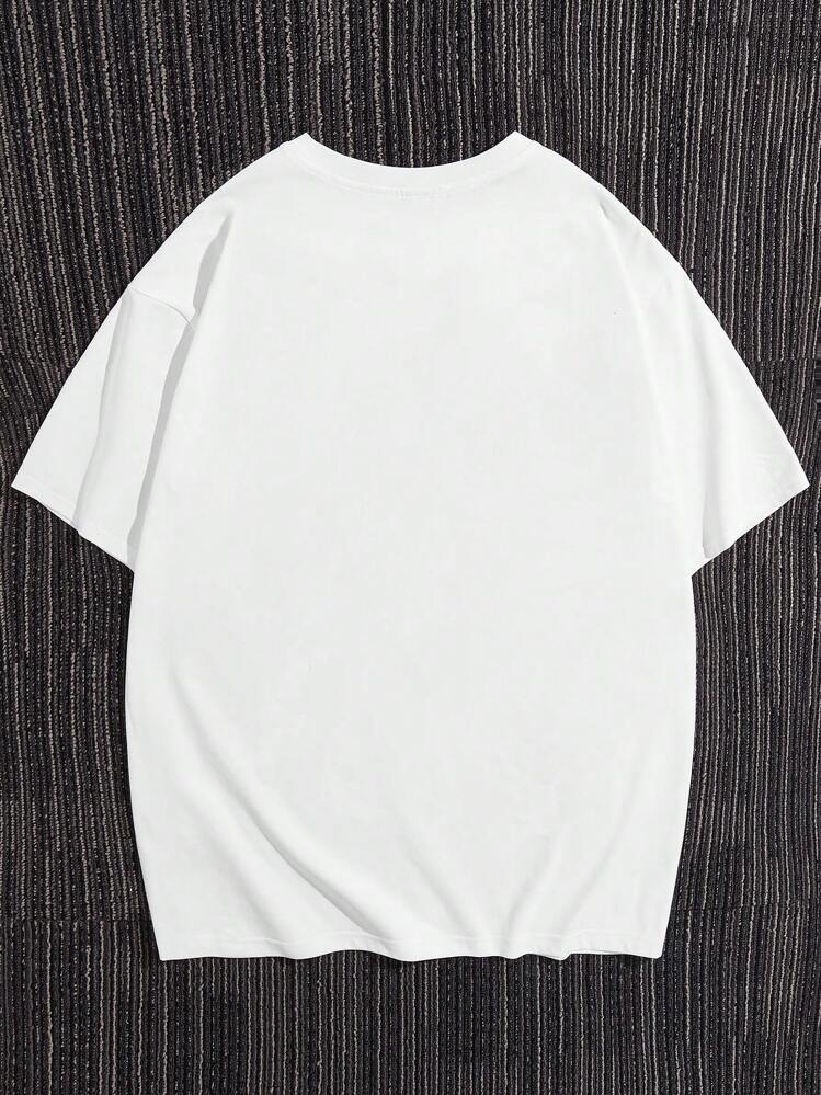 Manfinity RebelGame Men Cotton Bear Pattern Drop Shoulder Tee - White - View 2