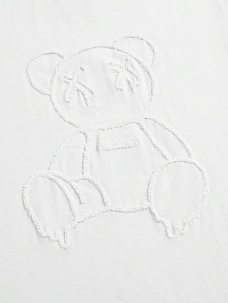 Manfinity RebelGame Men Cotton Bear Pattern Drop Shoulder Tee - White - View 3