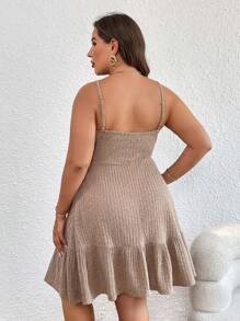 SHEIN Privé Cami Kleid mit Rüschenbesatz, - Khaki - Übersicht 2