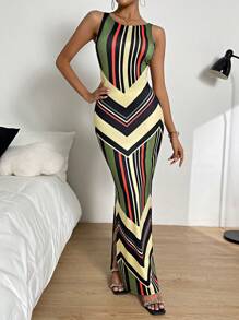 SHEIN Privé Đầm Chia Sọc Giải trí - Nhiều màu - Xem 1