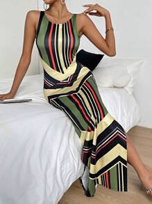 SHEIN Privé Đầm Chia Sọc Giải trí - Nhiều màu - Xem 4