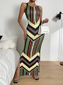 SHEIN Privé Đầm Chia Sọc Giải trí - Nhiều màu - Xem 6