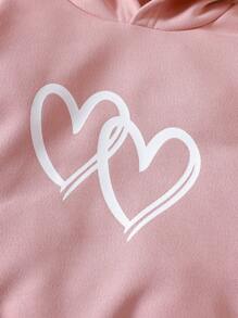 Baby Girl Heart Print Hoodie & Sweatpants