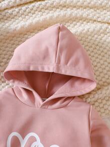 Baby Girl Heart Print Hoodie & Sweatpants