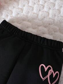 Baby Girl Heart Print Hoodie & Sweatpants